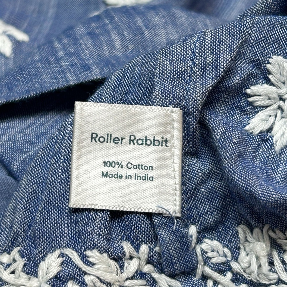 Roller Rabbit Blue Chambray Embroidered Bohemian Cotton Top Size 6 - Picture 5 of 9